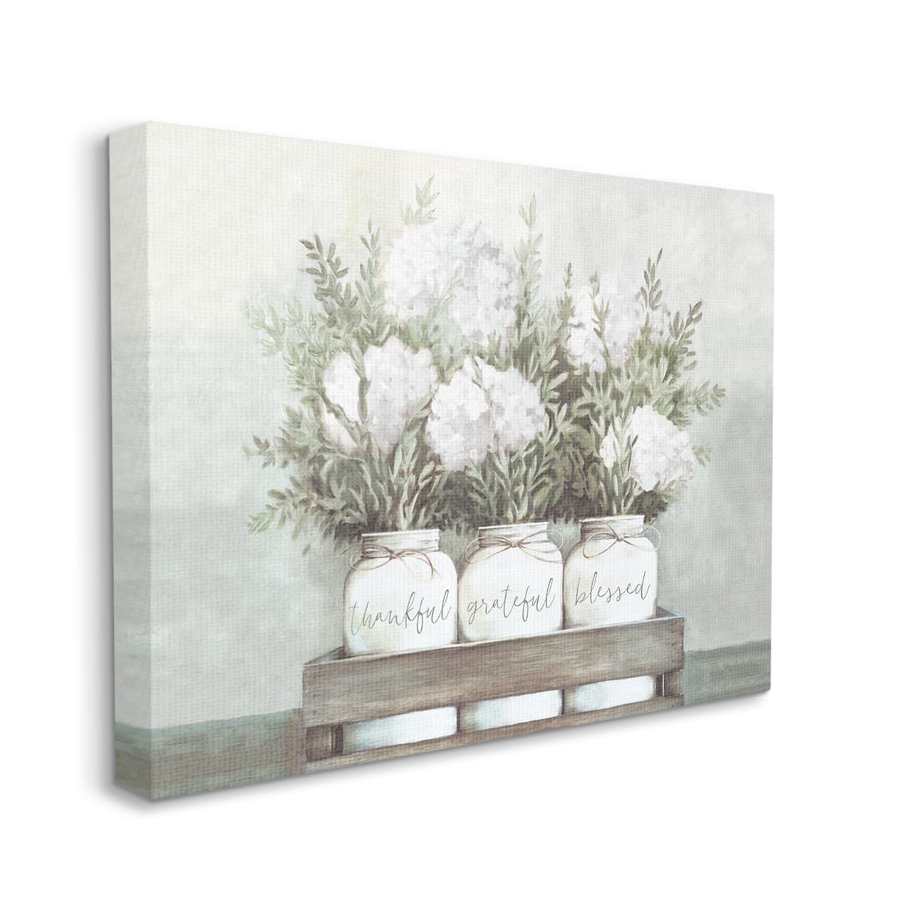 Stupell Industries Pristine Hydrangea Bouquets Thankful Grateful Blessed Sentiment Canvas Wall Art